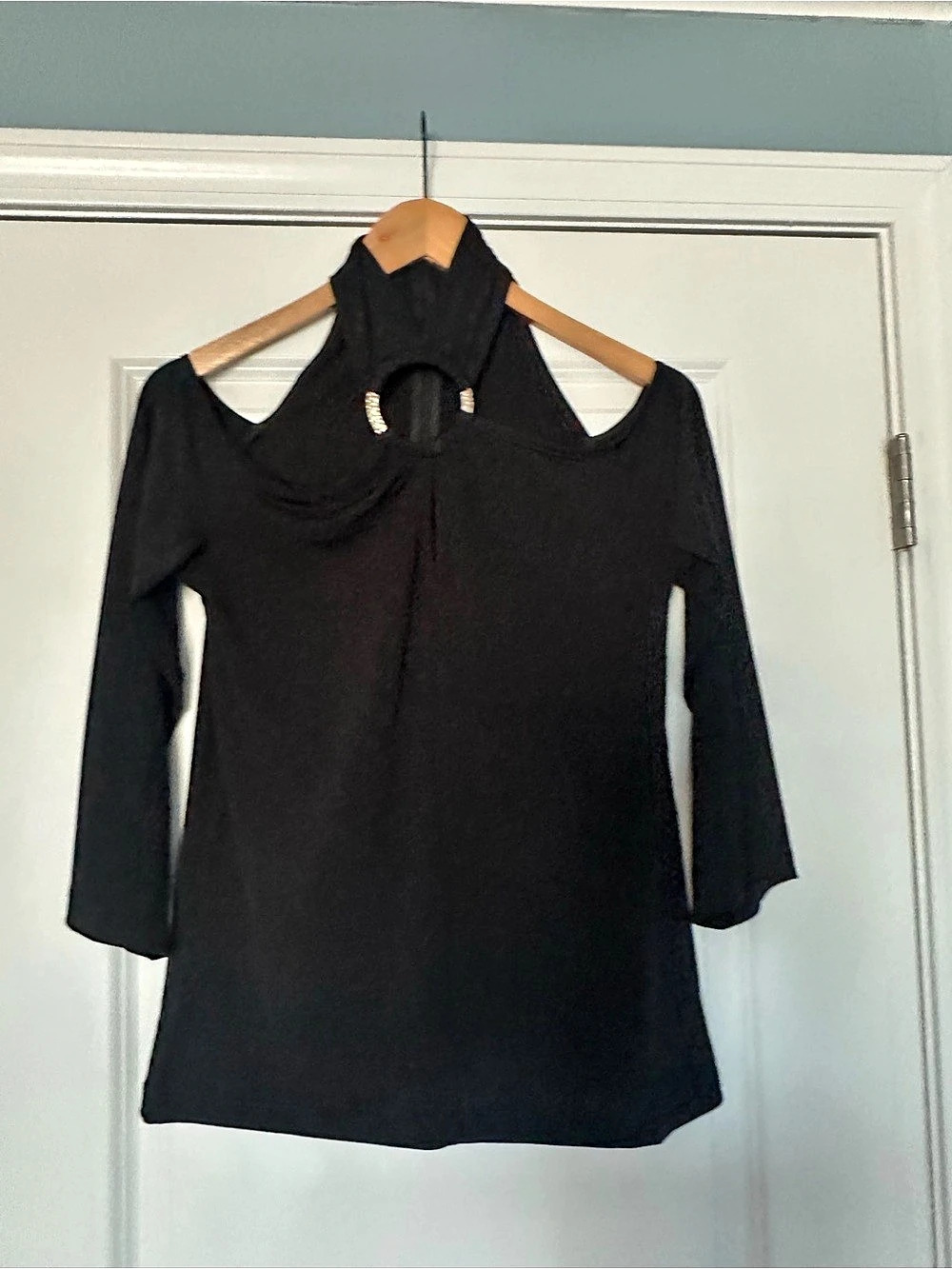 Black Cold Shoulder Top by Lascana - small